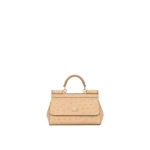 Beige Dolce & Gabbana Sicily Mini ostrich leather handbag | Mini Bags