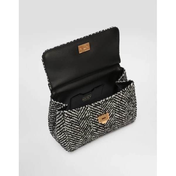 Multicolour Dolce & Gabbana Sicily medium chevron wool handbag, view 5 | Totes & Top-Handle Bags