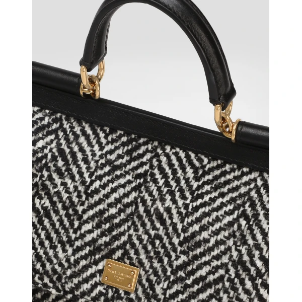 Multicolour Dolce & Gabbana Sicily medium chevron wool handbag, view 6 | Totes & Top-Handle Bags