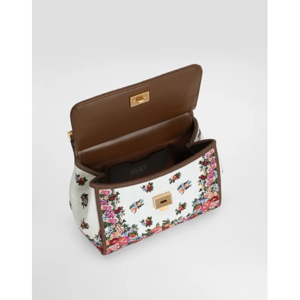 Multicolour Dolce & Gabbana Sicily medium embroidered handbag, view 5 | Totes & Top-Handle Bags