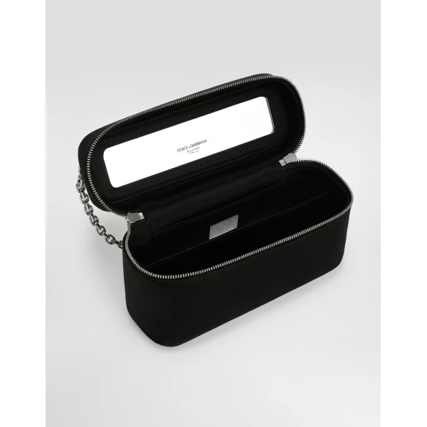 Black Dolce & Gabbana Sicily medium satin and pavé tubes shoulder bag, view 5 | Shoulder & Crossbody Bags
