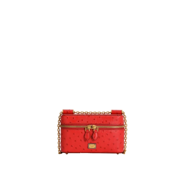 Red Dolce & Gabbana Sicily small shoulder bag in polished ostrich leather | Shoulder & Crossbody Bags