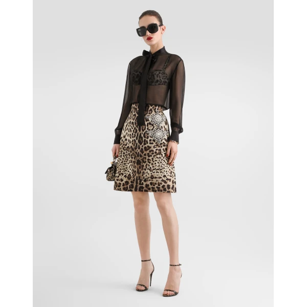 Black Dolce & Gabbana Silk chiffon shirt with pussy-bow, view 2 | Shirts