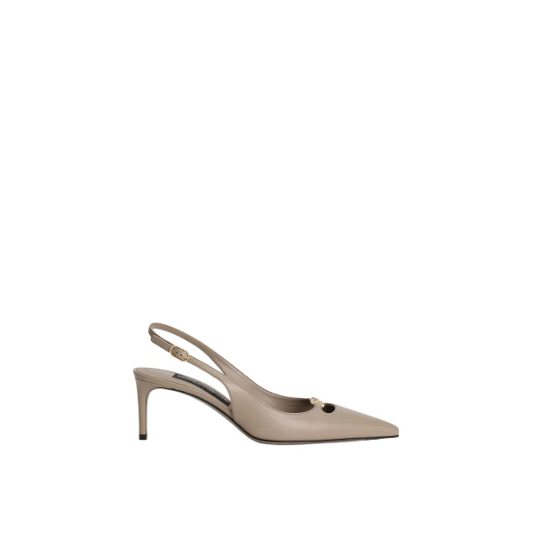 Beige Dolce & Gabbana Silk-effect nappa leather slingback | Heels