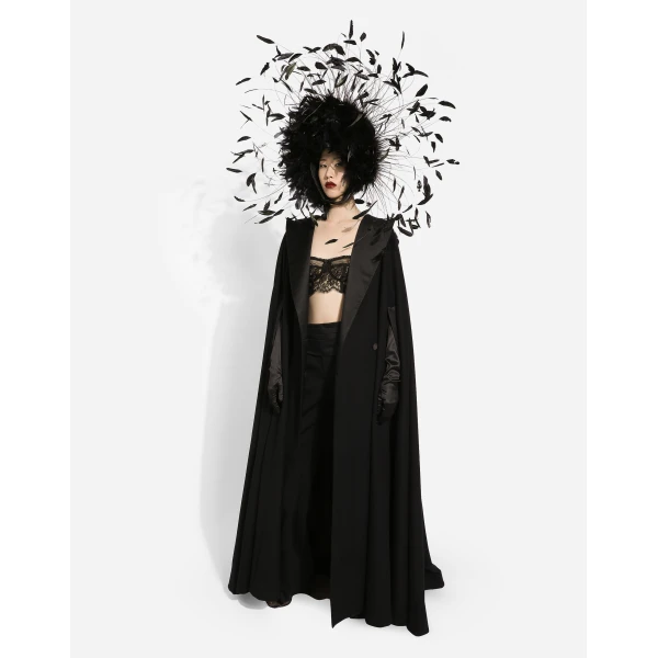 Black Dolce & Gabbana Single-breasted wool and cashmere cape, view 3 | Wool Coat