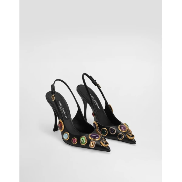 Multicolour Dolce & Gabbana Slingback with stone embroidery, view 2 | Heels