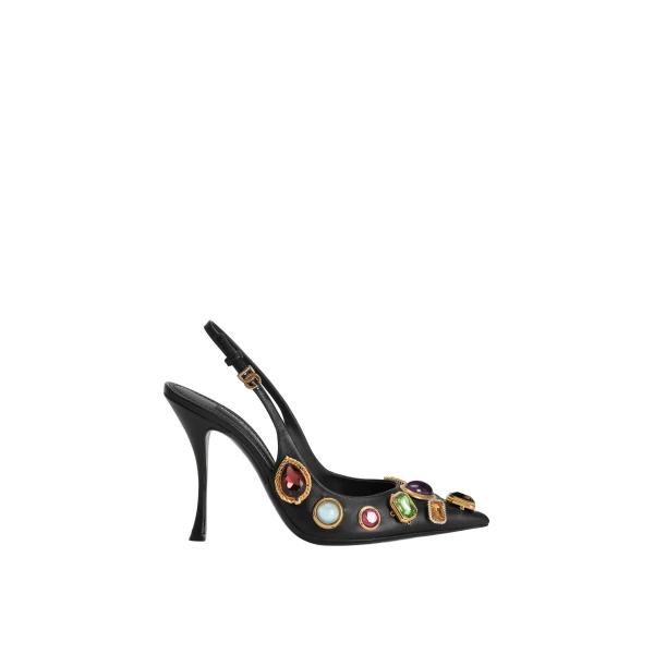 Multicolour Dolce & Gabbana Slingback with stone embroidery | Heels
