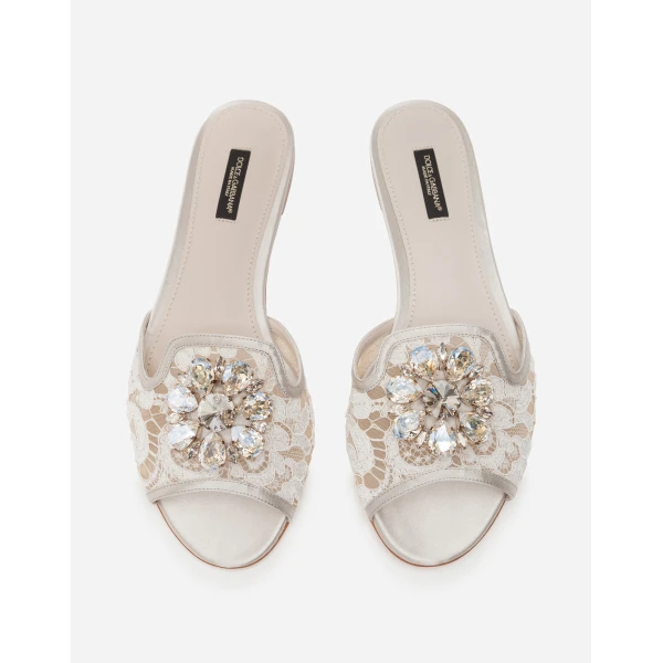 Ice Dolce & Gabbana Slippers in lace with crystals, view 4 | Flip Flops & Slides
