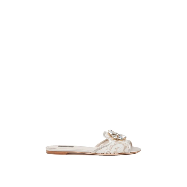 Ice Dolce & Gabbana Slippers in lace with crystals | Flip Flops & Slides