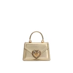 Gold Dolce & Gabbana Small Devotion bag in nappa mordore leather | Shoulder & Crossbody Bags
