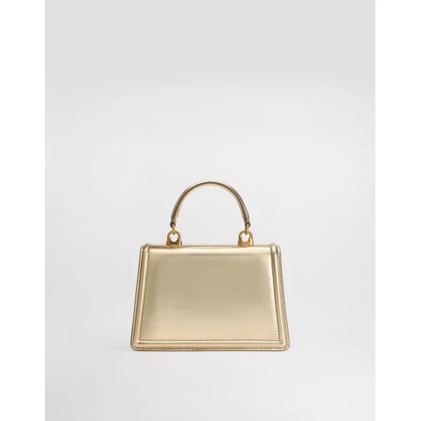 Gold Dolce & Gabbana Small Devotion bag in nappa mordore leather, view 4 | Shoulder & Crossbody Bags