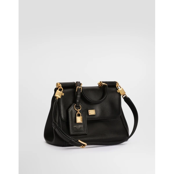 Black Dolce & Gabbana Small My Sicily handbag in plongé calfskin, view 2 | Totes & Top-Handle Bags