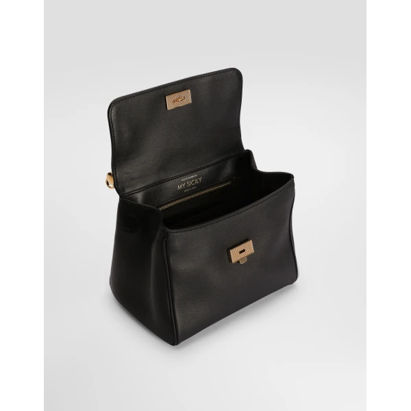 Black Dolce & Gabbana Small My Sicily handbag in plongé calfskin, view 5 | Totes & Top-Handle Bags
