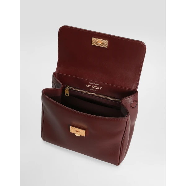 Bordeaux Dolce & Gabbana Small My Sicily handbag in plongé calfskin, view 5 | Totes & Top-Handle Bags