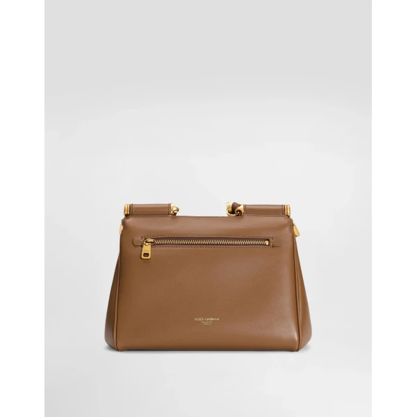 Brown Dolce & Gabbana Small My Sicily handbag in plongé calfskin, view 3 | Totes & Top-Handle Bags