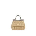 Neutral Dolce & Gabbana Small Sicily handbag in crochet raffia | Totes & Top-Handle Bags