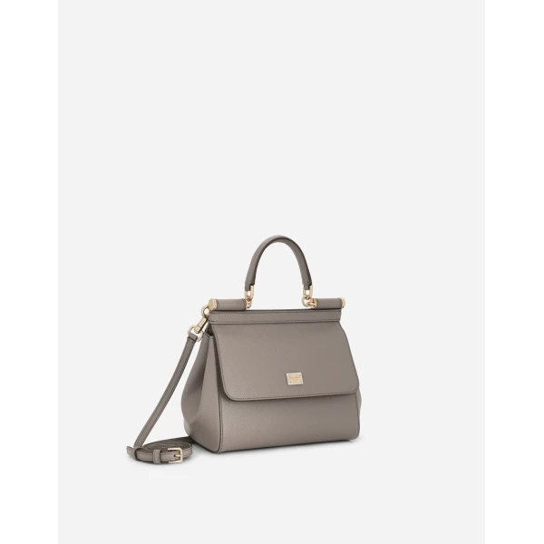 Beige Dolce & Gabbana Small Sicily handbag in dauphine calfskin, view 2 | Totes & Top-Handle Bags