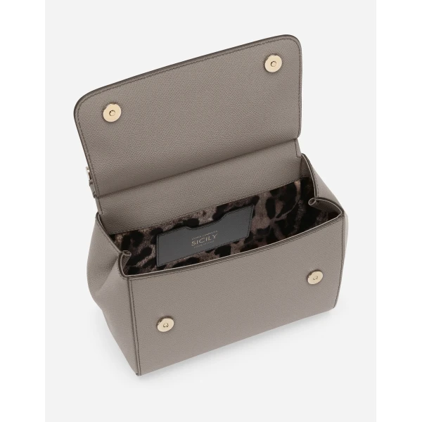 Beige Dolce & Gabbana Small Sicily handbag in dauphine calfskin, view 4 | Totes & Top-Handle Bags