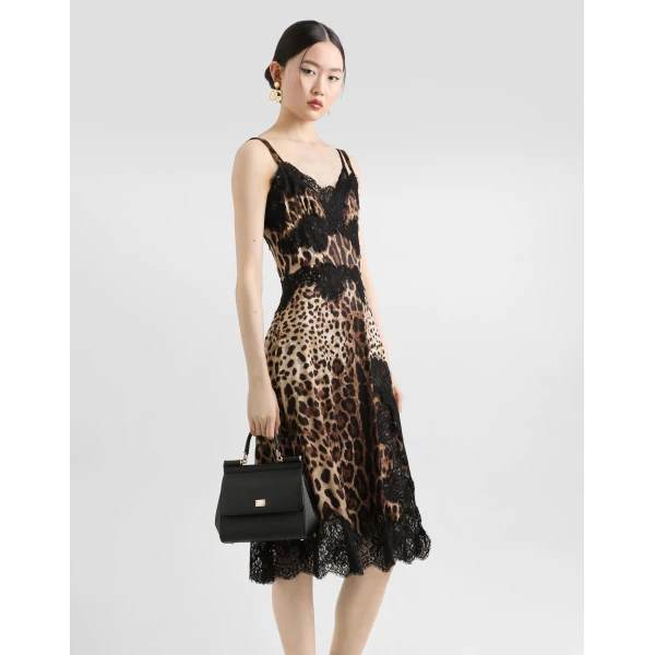 Black Dolce & Gabbana Small Sicily handbag in dauphine calfskin, view 2 | Totes & Top-Handle Bags