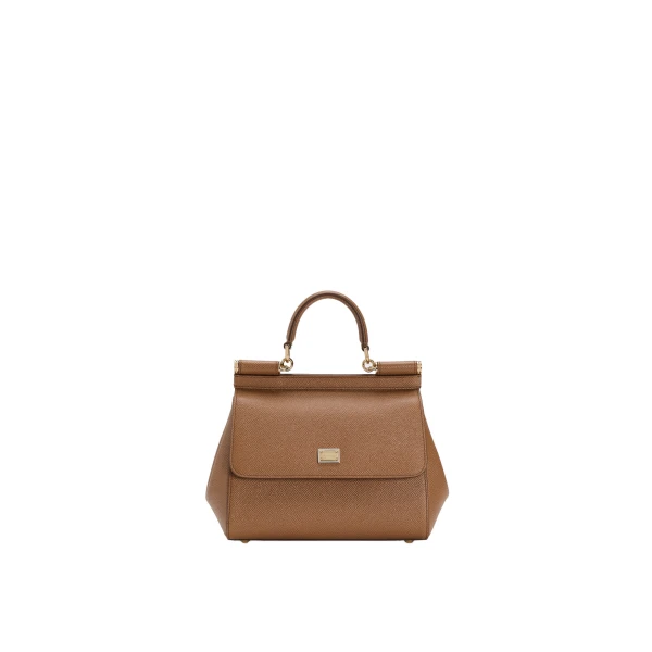Brown Dolce & Gabbana Small Sicily handbag in dauphine calfskin | Totes & Top-Handle Bags