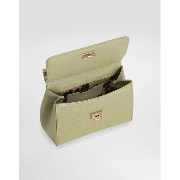 Green Dolce & Gabbana Small Sicily handbag in dauphine calfskin, view 5 | Totes & Top-Handle Bags