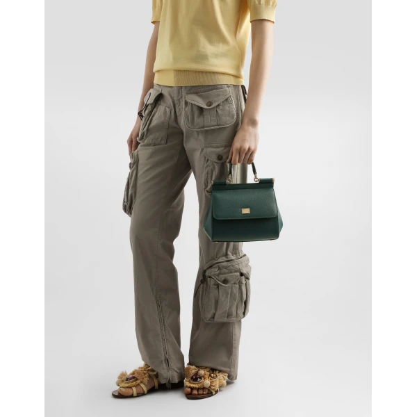Green Dolce & Gabbana Small Sicily handbag in dauphine calfskin, view 2 | Totes & Top-Handle Bags