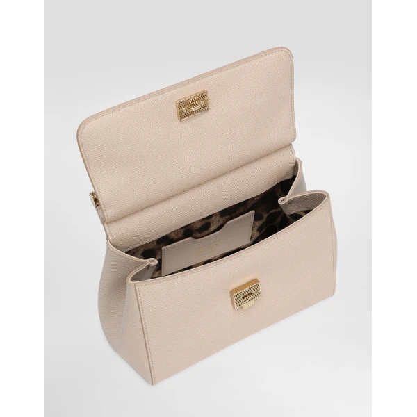 Pink Dolce & Gabbana Small Sicily handbag in dauphine calfskin, view 5 | Totes & Top-Handle Bags