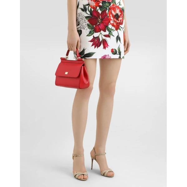 Red Dolce & Gabbana Small Sicily handbag in dauphine calfskin, view 2 | Totes & Top-Handle Bags