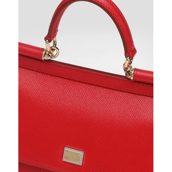 Red Dolce & Gabbana Small Sicily handbag in dauphine calfskin, view 6 | Totes & Top-Handle Bags