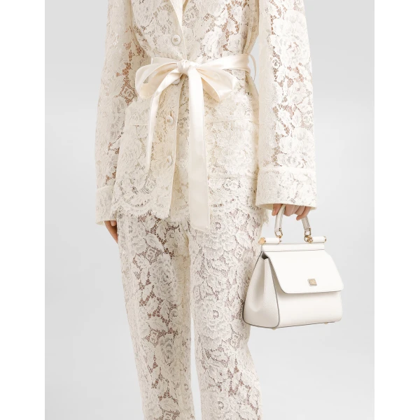 White Dolce & Gabbana Small Sicily handbag in dauphine calfskin, view 2 | Totes & Top-Handle Bags