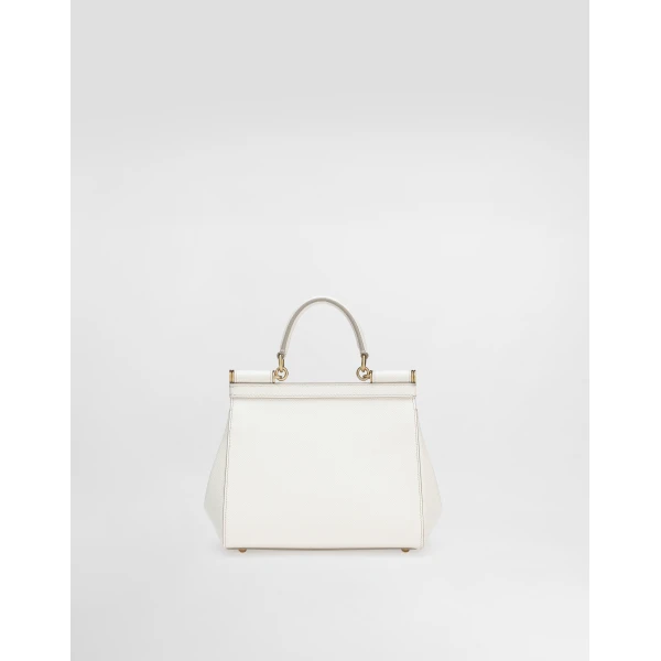 White Dolce & Gabbana Small Sicily handbag in dauphine calfskin, view 4 | Totes & Top-Handle Bags
