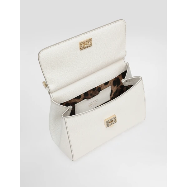 White Dolce & Gabbana Small Sicily handbag in dauphine calfskin, view 5 | Totes & Top-Handle Bags
