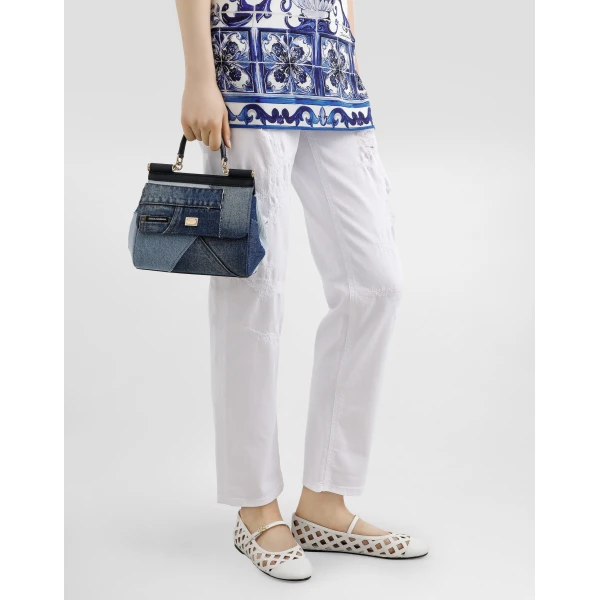 Denim Dolce & Gabbana Small Sicily handbag in denim and calfskin, view 2 | Shoulder & Crossbody Bags