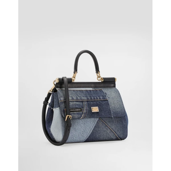 Denim Dolce & Gabbana Small Sicily handbag in denim and calfskin, view 3 | Shoulder & Crossbody Bags