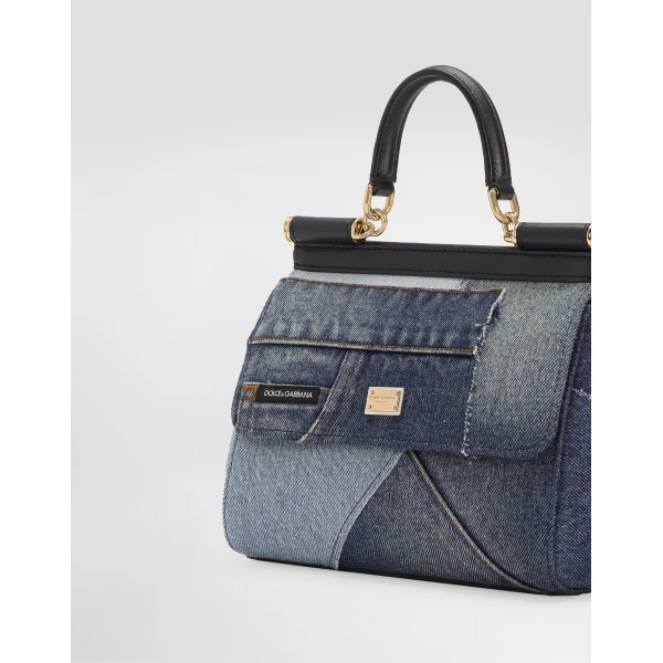 Denim Dolce & Gabbana Small Sicily handbag in denim and calfskin, view 6 | Shoulder & Crossbody Bags