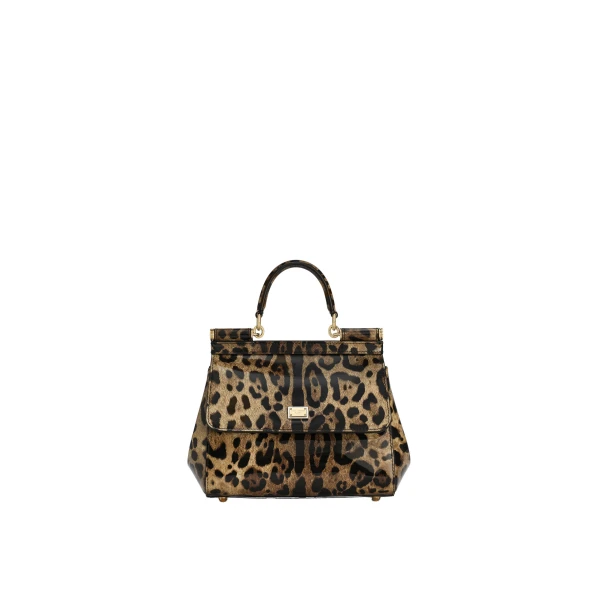 Print Dolce & Gabbana Small Sicily handbag in leo-print polished calfskin | Totes & Top-Handle Bags