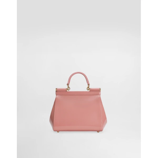 Pink Dolce & Gabbana Small Sicily handbag in patent leather, view 4 | Totes & Top-Handle Bags