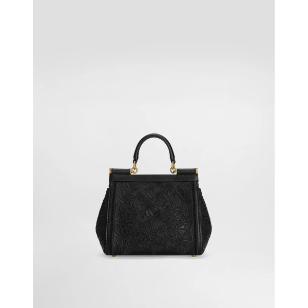 Black Dolce & Gabbana Small Sicily handbag in plongé nappa calfskin, view 4 | Totes & Top-Handle Bags