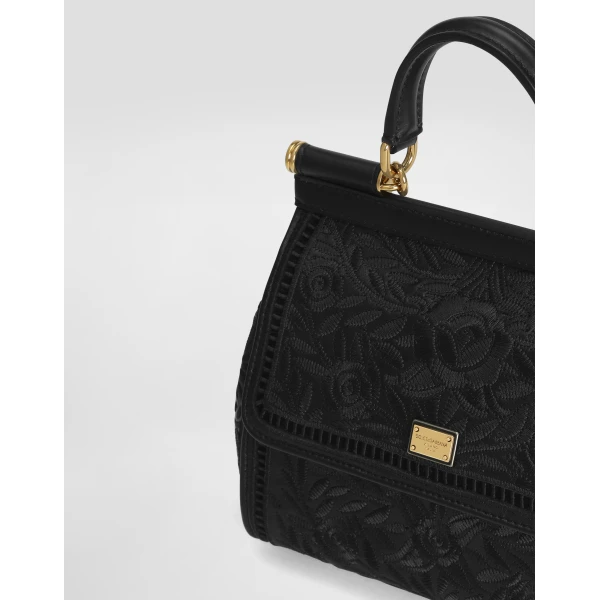 Black Dolce & Gabbana Small Sicily handbag in plongé nappa calfskin, view 6 | Totes & Top-Handle Bags