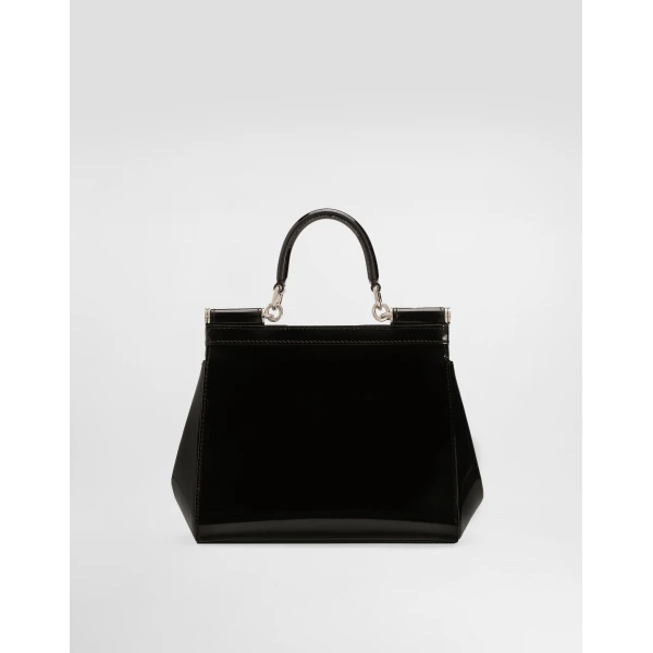 Black Dolce & Gabbana Small Sicily handbag in polished calfskin, view 4 | Shoulder & Crossbody Bags