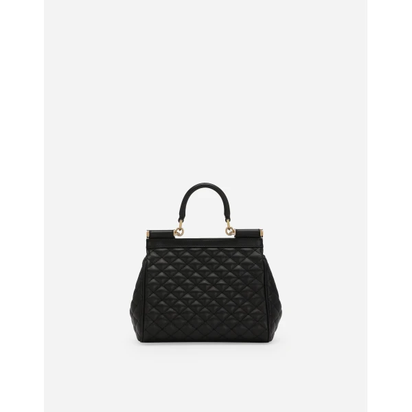 Black Dolce & Gabbana Small Sicily handbag in quilted nappa, view 4 | Totes & Top-Handle Bags