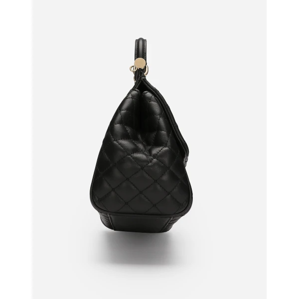 Black Dolce & Gabbana Small Sicily handbag in quilted nappa, view 6 | Totes & Top-Handle Bags
