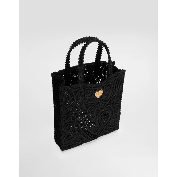 Black Dolce & Gabbana Small cordonetto lace shopper, view 5 | Totes & Top-Handle Bags