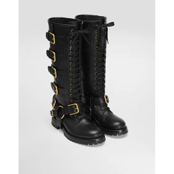Black Dolce & Gabbana Smooth leather biker boots, view 2 | Boots