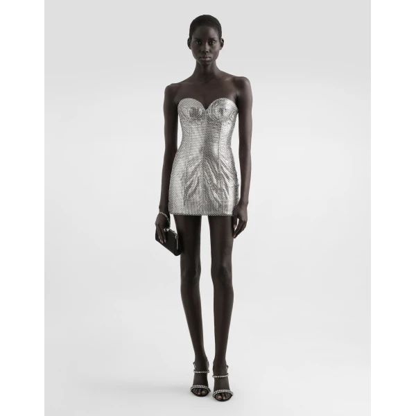 Silver Dolce & Gabbana Strapless mesh dress, view 2 | Dresses