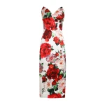 Print Dolce & Gabbana Strapless satin calf-length dress with rose print | Midi Dresses