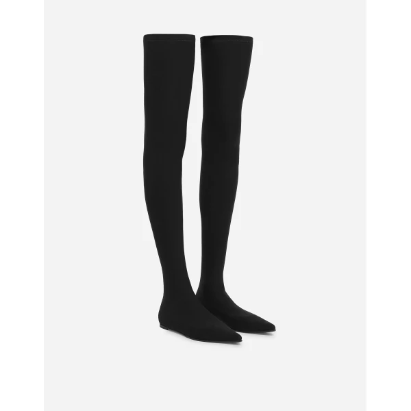 Black Dolce & Gabbana Stretch jersey thigh-high boots, view 2 | Boots