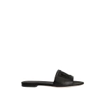 Black Dolce & Gabbana Suede and dauphine calfskin flat slippers | Flip Flops & Slides