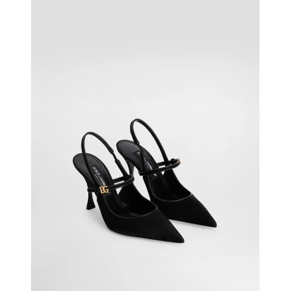 Black Dolce & Gabbana Suede and nappa leather slingback, view 2 | Heels