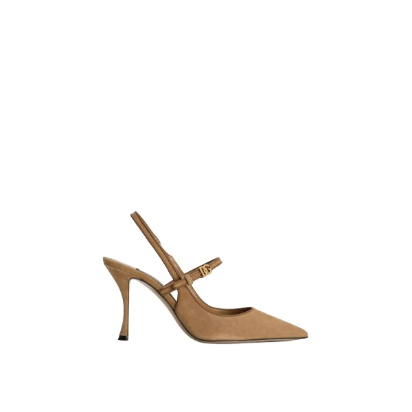 Suede and nappa leather slingback